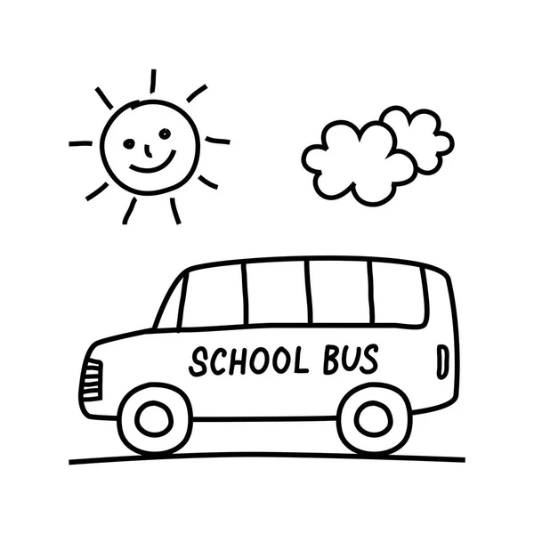 School bus drawing on white background — Stock Vector