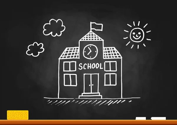 School drawing on blackboard — Stock Vector