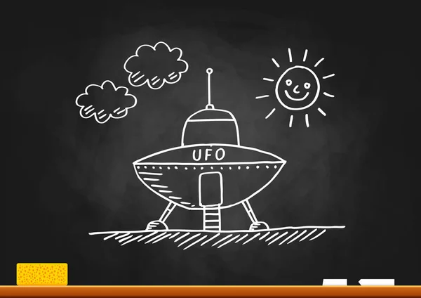 UFO desenho no quadro negro —  Vetores de Stock