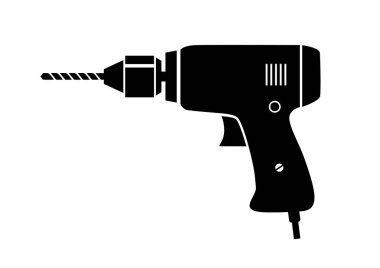 Beyaz arkaplanda siyah matkap vektör simgesi