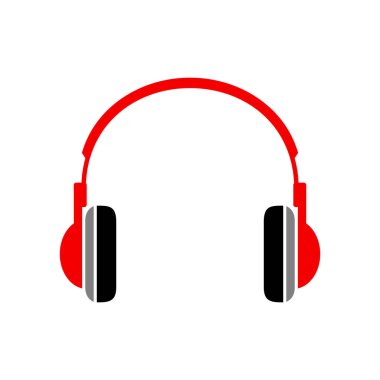 Beyaz zemin üzerine kırmızı kulaklık simgesi
