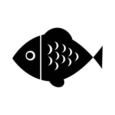 Beyaz arka planda siyah balık vektör simgesi