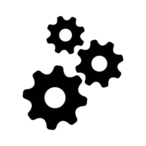 Schwarzes Getriebevektorsymbol auf weißem Hintergrund — Stockvektor