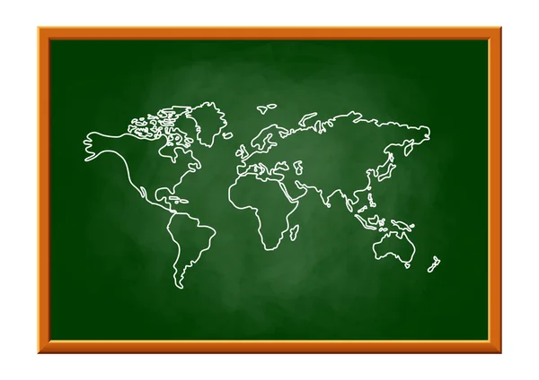 World map on blackboard — Stockvector