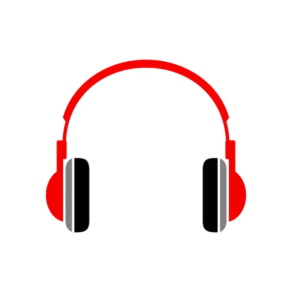 Rode hoofdtelefoon pictogram op witte achtergrond — Stockvector