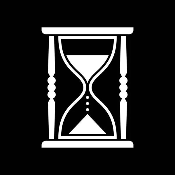 Weiße Sanduhr Vektor-Symbol auf schwarzem Hintergrund — Stockvektor