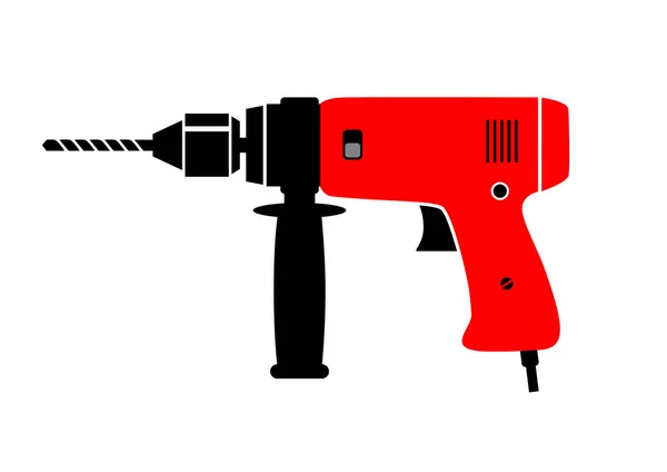 Icône vectorielle perceuse rouge sur fond blanc — Image vectorielle
