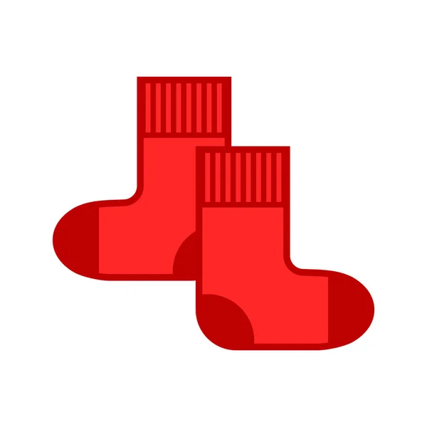 白い背景に赤い靴下のベクトルアイコン — ストックベクタ
