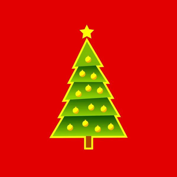 Kerstboom op rode achtergrond — Stockvector