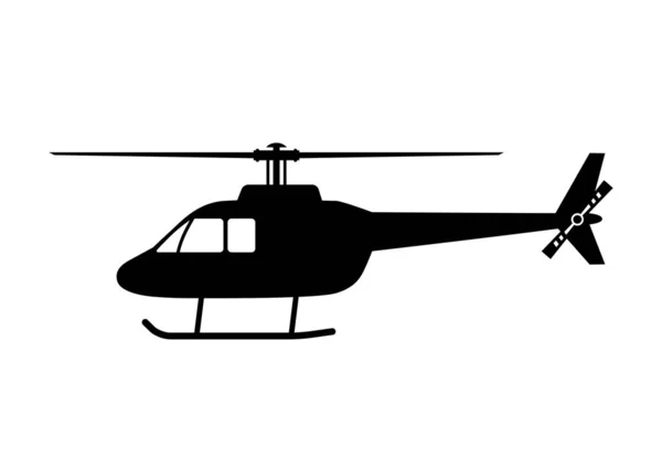 Icono de vector helicóptero negro sobre fondo blanco — Archivo Imágenes Vectoriales