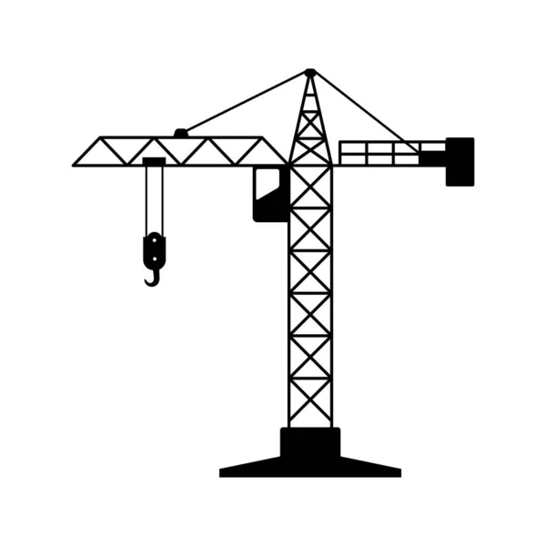 Ícone de vetor guindaste torre preta no fundo branco — Vetor de Stock