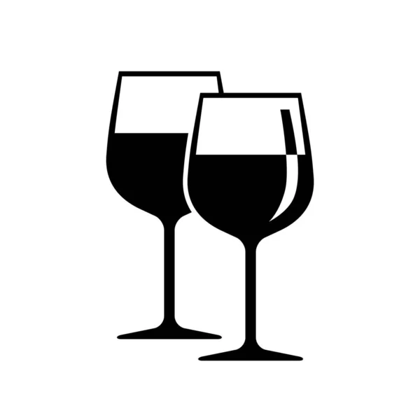 Zwarte Wineglass vector pictogram op witte achtergrond — Stockvector