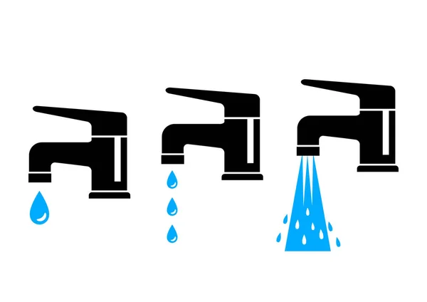 Wasserhahn-Vektor-Symbole auf weißem Hintergrund — Stockvektor