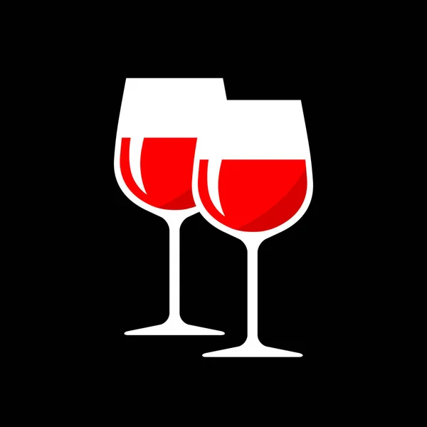 Wineglass vector icon on black background — Stock Vector