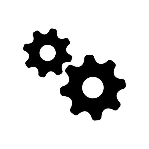 Icono de vector de engranaje negro sobre fondo blanco — Vector de stock
