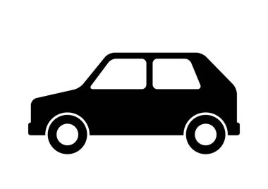 Siyah araba vektör simgesi, beyaz arka plan üzerinde yalıtılmış nesne