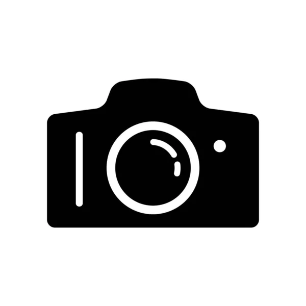 Ícone vetorial da câmera preta no fundo branco — Vetor de Stock