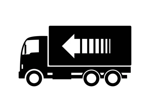 Icono de vector camión negro sobre fondo blanco — Vector de stock