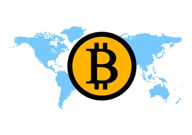 Bitcoin simgesi, vektör çizimi  
