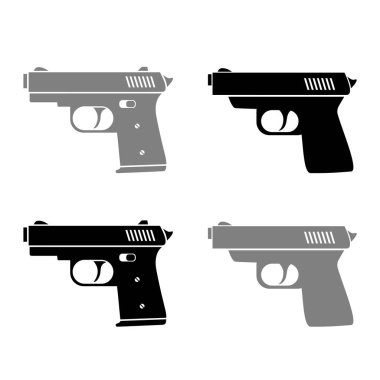 Beyaz arkaplanda silah vektörü simgeleri