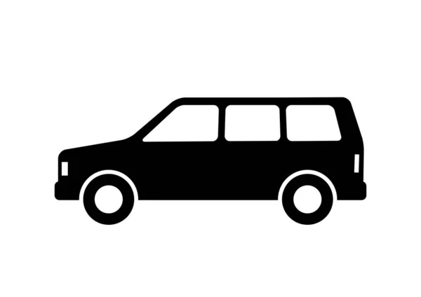 Ícone de vetor de carro preto, objeto isolado no fundo branco — Vetor de Stock