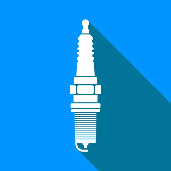 Car spark plug icon on blue background — Stock Vector