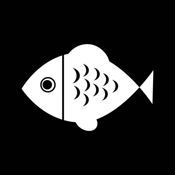 黒の背景に魚のベクトルアイコン — ストックベクタ
