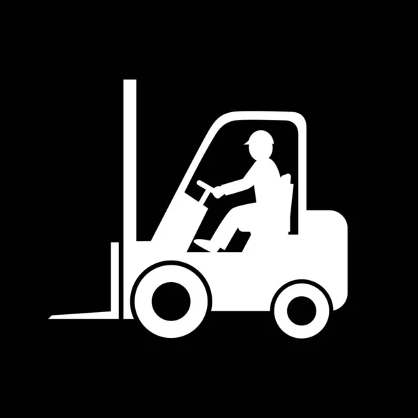 Forklift truck vector icon on black background — Stock Vector