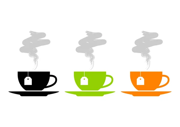 Teetasse Vektor-Symbole auf weißem Hintergrund — Stockvektor
