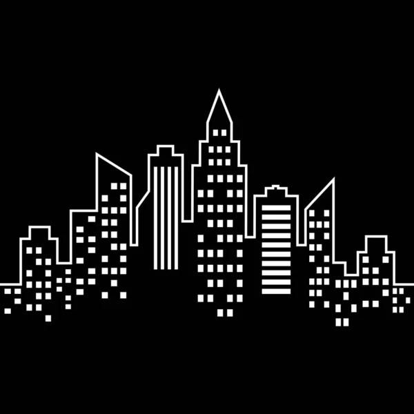 Icône vectorielle ville sur fond noir — Image vectorielle