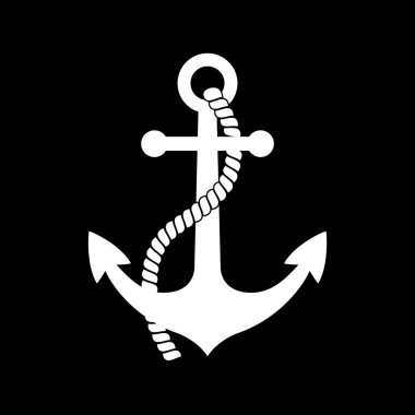 Siyah arkaplanda beyaz çapa simgesi