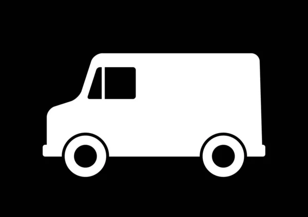 White Delivery Van Black Background — Stock Vector