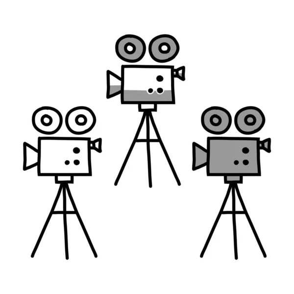 Ícones Vetor Câmera Filme Fundo Branco —  Vetores de Stock