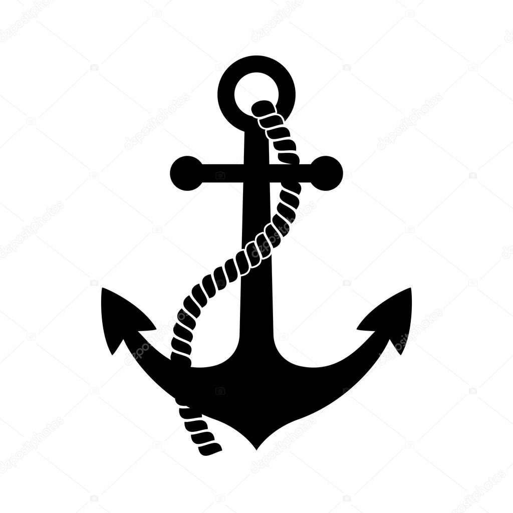 Black anchor icon on white background