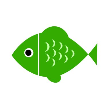 Beyaz arkaplanda yeşil balık vektör simgesi
