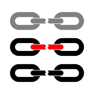 Beyaz arka planda kırık zincir 