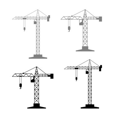 Beyaz arkaplanda kule vinç vektör simgeleri