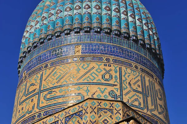 Samarkand Vackra Blå Moskén Dome Närbild — Stockfoto