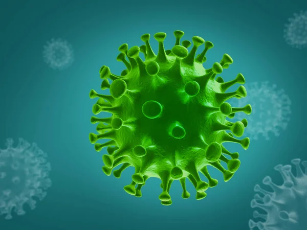 Coronavirus COVID-19, virus della Cina, batteri, rendering 3d — Foto Stock