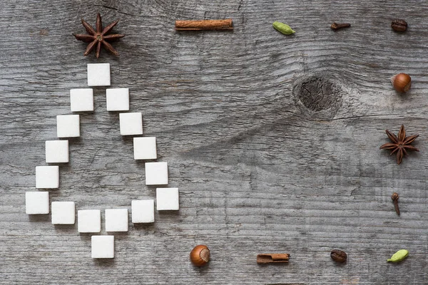 Julgran gratulationskort gjord av socker — Stockfoto
