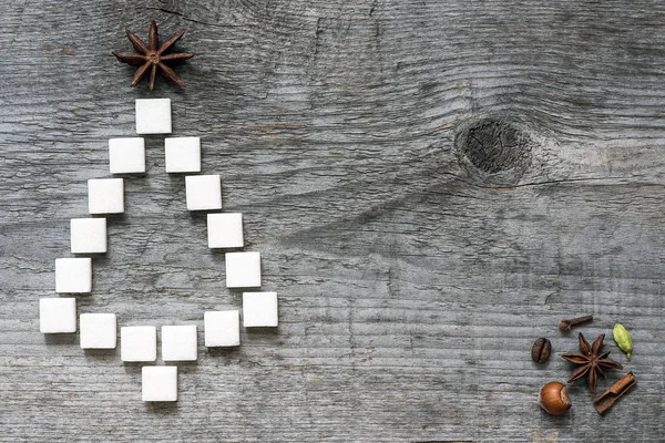 Cartão de saudação árvore de Natal feito de açúcar — Fotografia de Stock