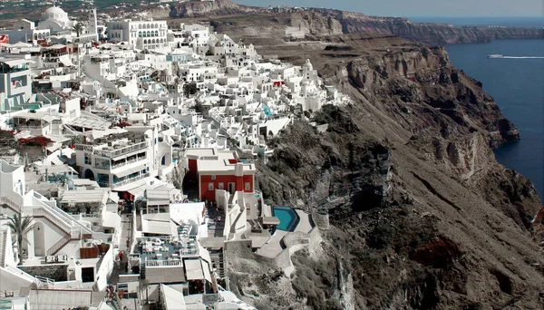 Santorini Landschaft Tolle Aussicht Auf Fira Stadt — Stockfoto