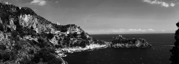 Svart Och Vit Amalfikusten Landskap Italien — Stockfoto