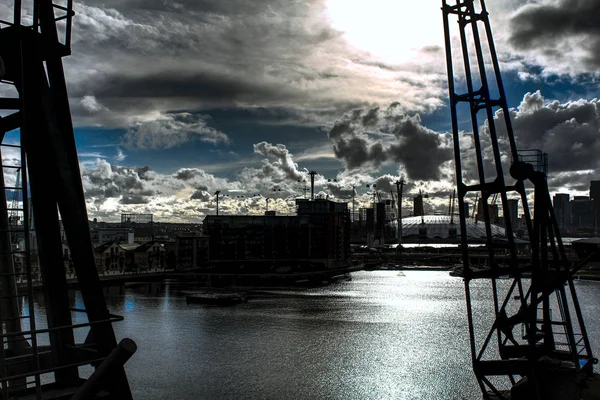 Amazing London Skyline Docklands Canary Wharf London Cable Car — Stock Photo, Image