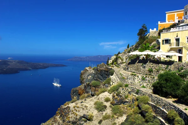 驚くほどの青い海の風景 ギリシャ サントリーニ島 — ストック写真
