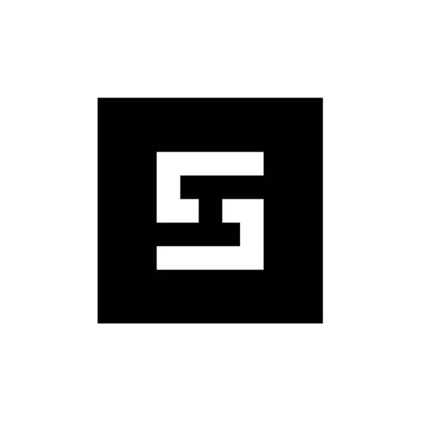 Digitales Letter Icon Logo Kombiniert Mit Quadratischer Form Schwarz Weiß — Stockvektor