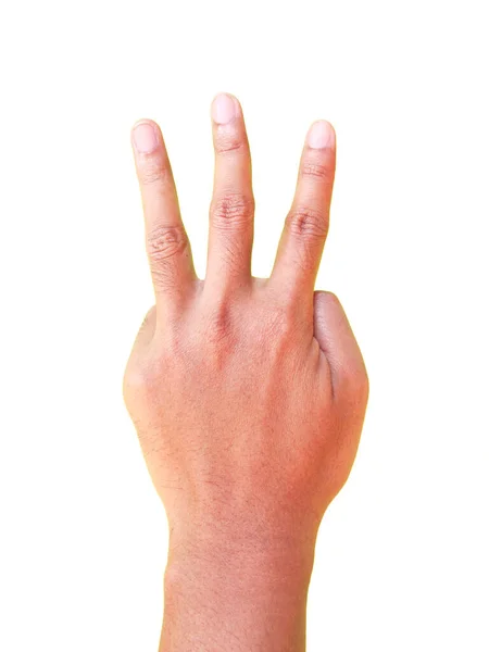 Nummer Tre Handgester Symbol — Stockfoto