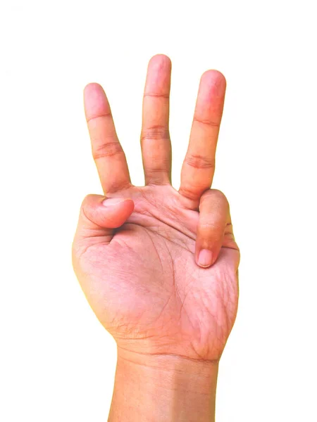 Hand Tecken För Nummer Tre Eller Symbol — Stockfoto