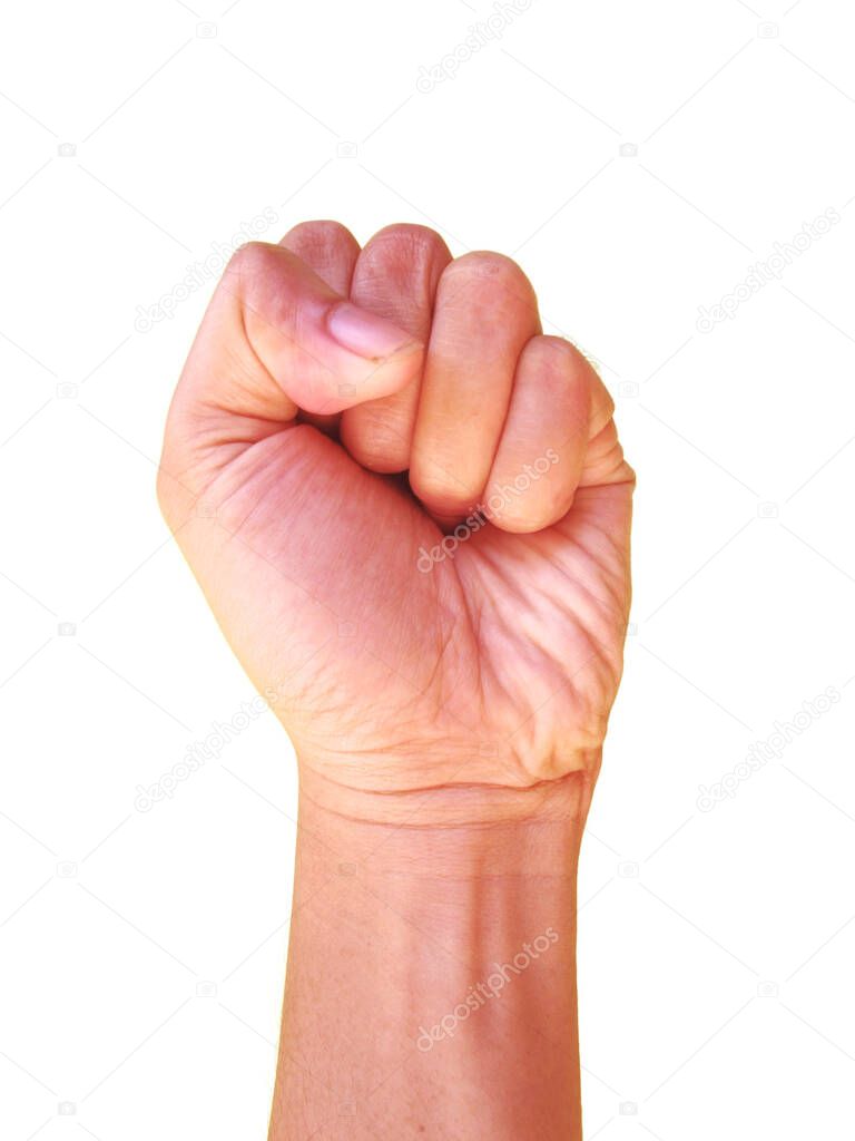 Hand sign, revolution, hand clenched upward