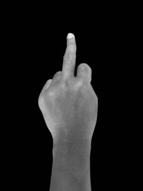 Fuck You Hand Sign, Hand Gesture, Black and White Photography